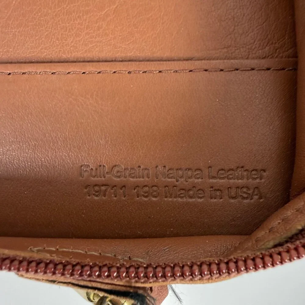 1990s FRANKLIN COVEY Crossbody Brown Leather Zip Around 7-Ring Planner 12215 USA